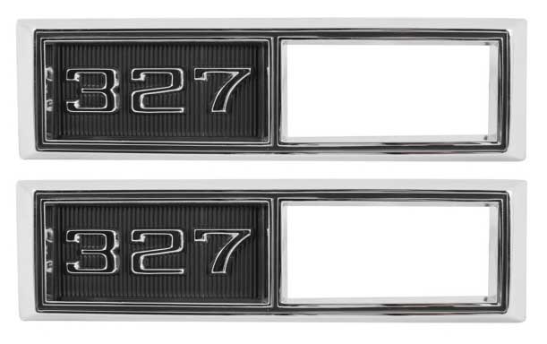 Side Marker Bezels - Front - "327" - LH/RH Pair -68 Chevelle El Camino Fullsize Chevy Car; 68-69 Chevy II Nova