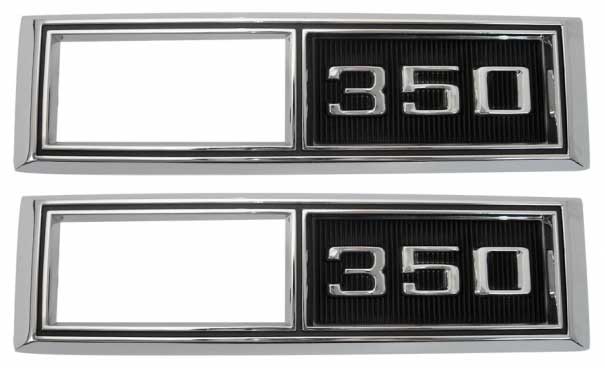 Side Marker Bezels - Front - "350" - LH/RH Pair - 68 Chevelle El Camino Fullsize Chevy Car; 68-69 Chevy II Nova