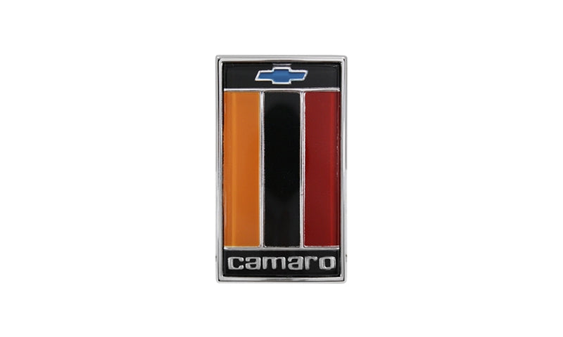 Header Panel Emblem - "Camaro" with Bowtie Logo (Red) - 75-77 Camaro