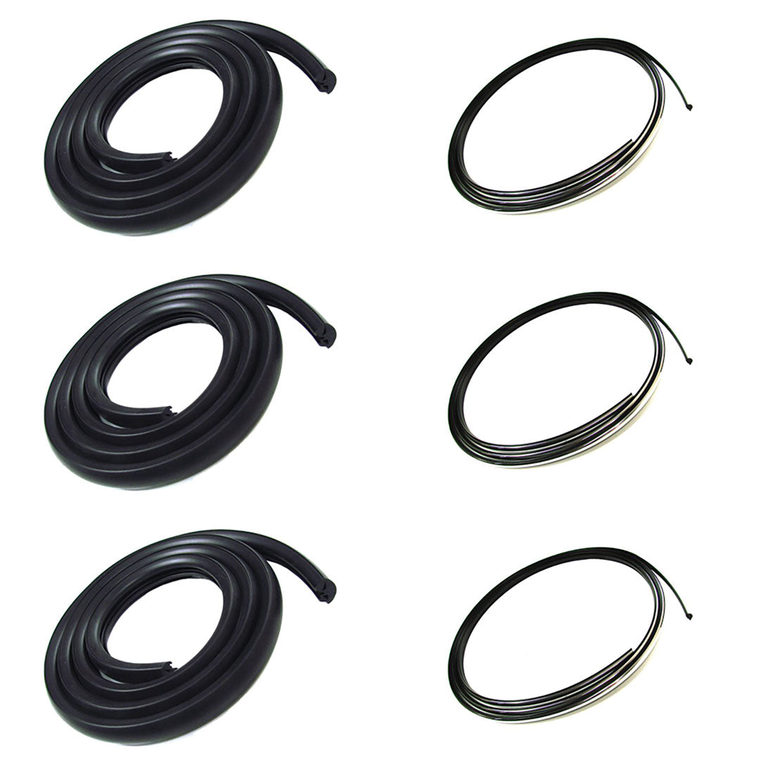 Back Glass Gasket Seal Set w/ Chrome Lockstrip (6pcs Center & Corners) - 47-55 Chevy GMC C/K Truck (Small Back Glass)