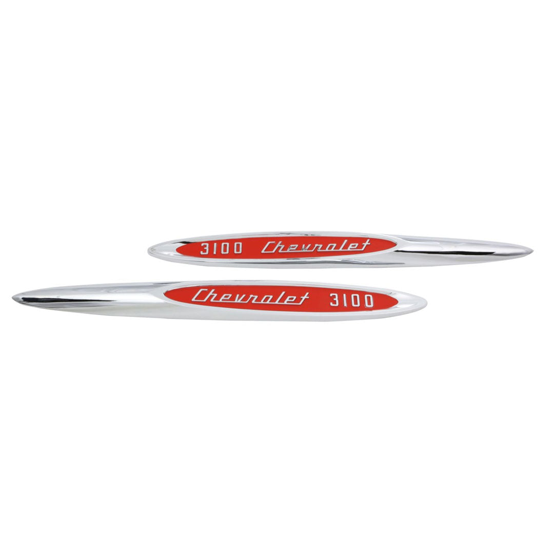 Front Fender Emblems - "3100" Spear - Pair - 57 Chevy Pickup Truck Suburban