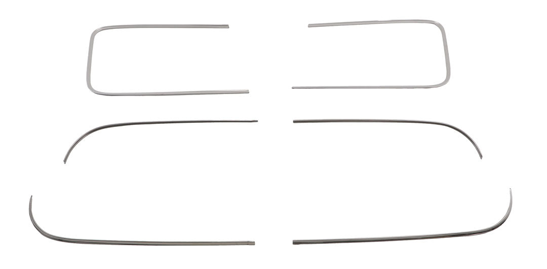 Door and Rear Window Reveal Molding Set with Clips - 6 pcs w/ 50 clips - 55-59 Chevy GMC Pickup Truck with Large Rear Window