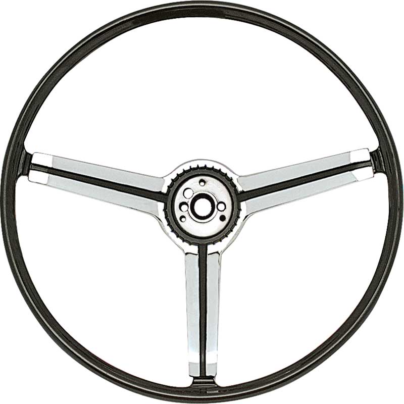 Steering Wheel and Shroud - Black-Bright Chrome - 67 Camaro with Custom Interior (RPO Z87)