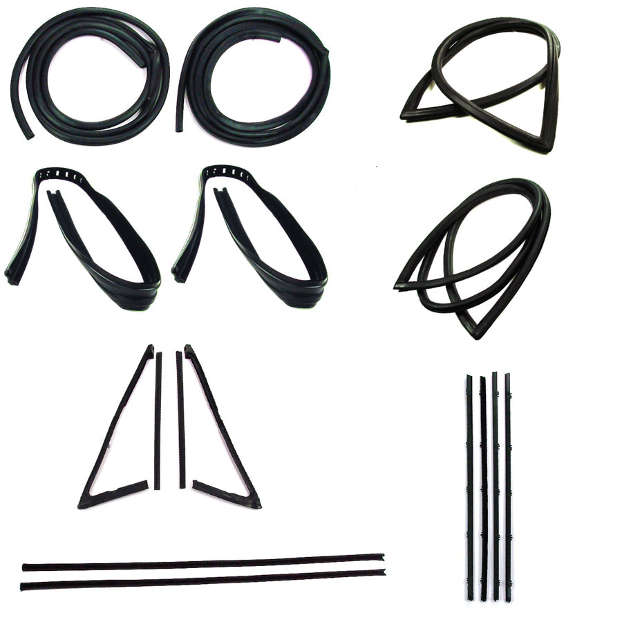 Weatherstrip Kit - Full - w/o Reveal Trim Groove - w/ Small Rear Window - w/ Black Beltline - 13pcs - 67 Chevy GMC C/K Pickup Truck