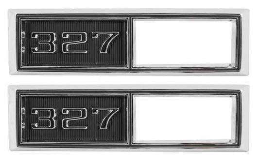 Side Marker Bezels - Front - "327" - LH/RH Pair -68 Chevelle El Camino Fullsize Chevy Car; 68-69 Chevy II Nova