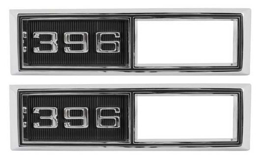 Side Marker Bezels - Front - "396" - LH/RH Pair - 68 Chevelle El Camino Fullsize Chevy Car; 68-69 Chevy II Nova