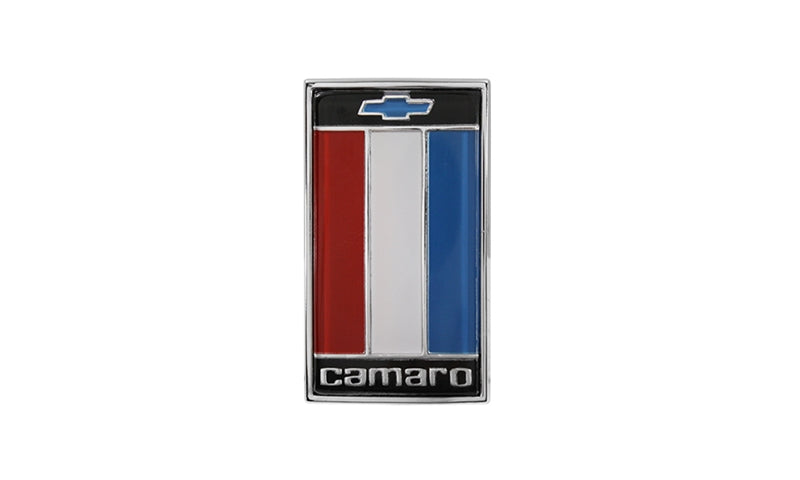 Header Panel Emblem - "Camaro" with Bowtie Logo (Orange) - 75-77 Camaro