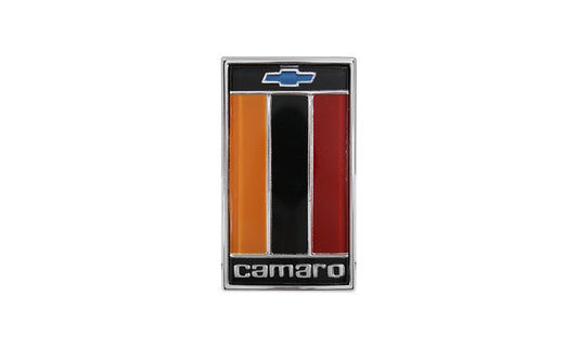 Header Panel Emblem - "Camaro" with Bowtie Logo (Red) - 75-77 Camaro