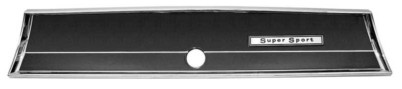 Glove Box Fascia - Chrome w/ Super Sport Script - 66 Chevelle