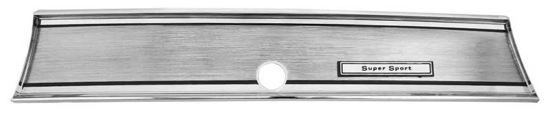 Glove Box Insert - Chrome - &quot;Super Sport&quot; Script - 67 Chevelle