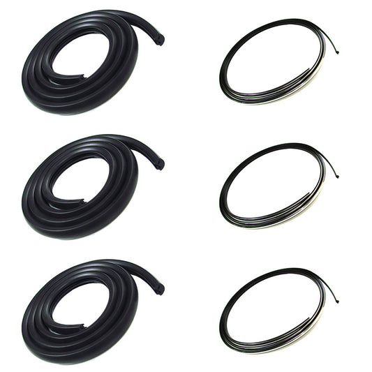 Back Glass Gasket Seal Set w/ Chrome Lockstrip (6pcs Center & Corners) - 47-55 Chevy GMC C/K Truck (Small Back Glass)