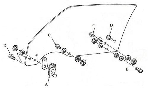 Door Glass Roller Kit with Hardware - Mounts LH & RH Door Glass - 70-81 Camaro Firebird