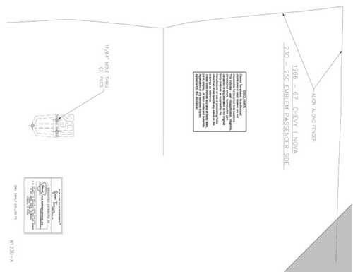 Fender Emblem Template Kit - For "250/350" Emblem - 66-67 Chevy II Nova