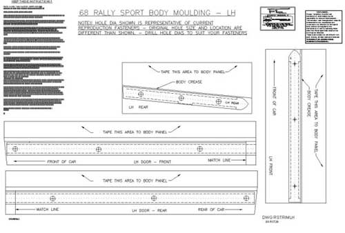 Lower Body Molding Template Kit - 68 Camaro (Rally Sport)