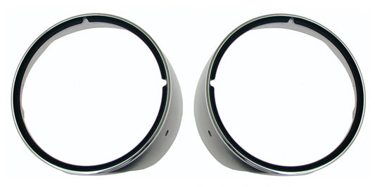 Headlamp Bezels w/ Chrome Trim - Pair - 69 Camaro