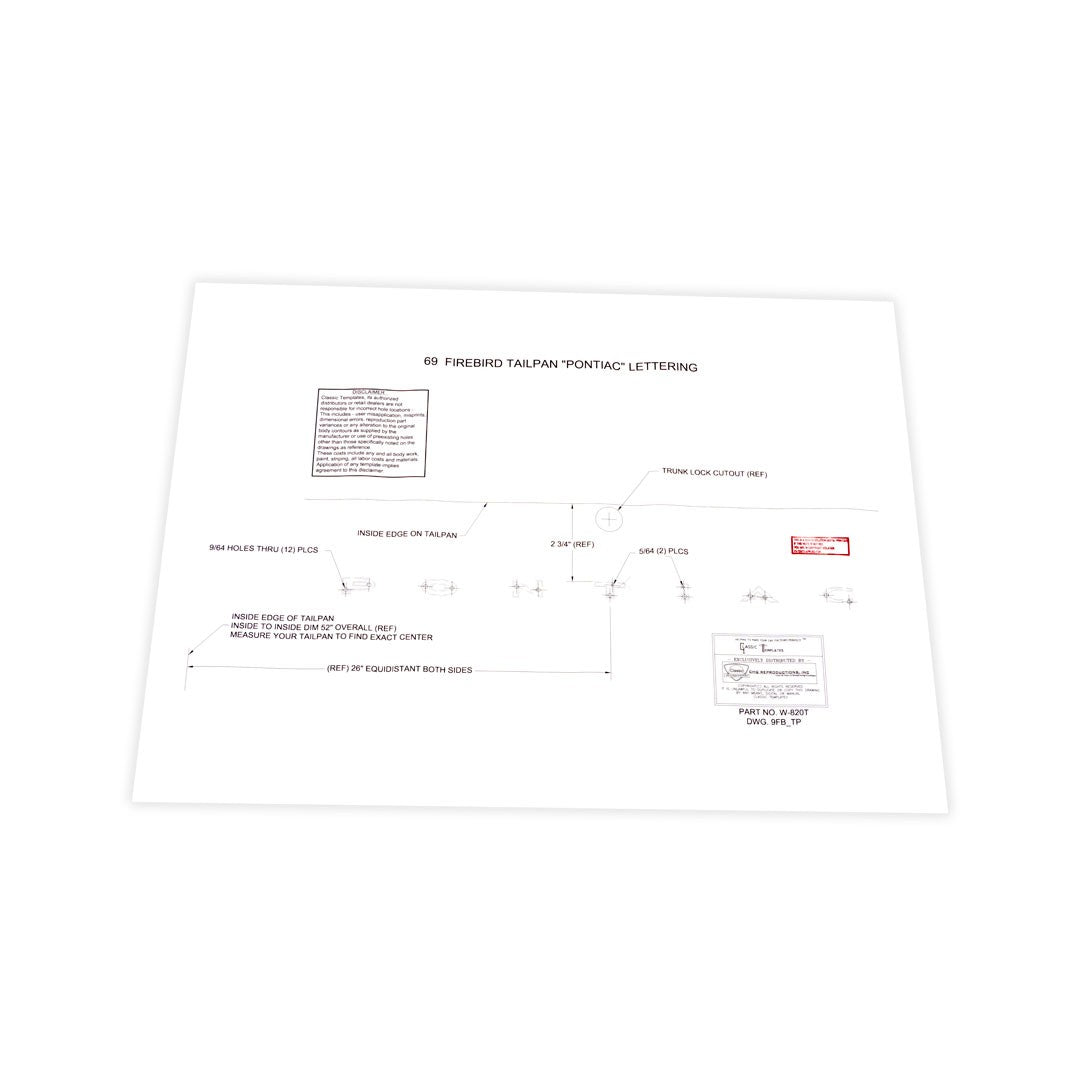 Tail Panel Emblem Template Kit - For PONTIAC Letters - 69 Firebird
