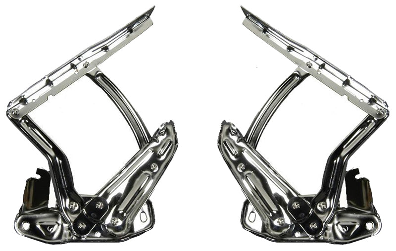 Hood Hinges - Chrome - Pair - 66-67 Chevy II Nova; 65-67 Chevelle El Camino; 67-69 Camaro Firebird
