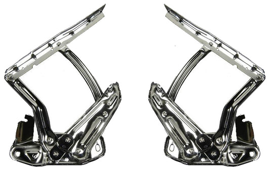 Hood Hinges - Chrome - Pair - 66-67 Chevy II Nova; 65-67 Chevelle El Camino; 67-69 Camaro Firebird