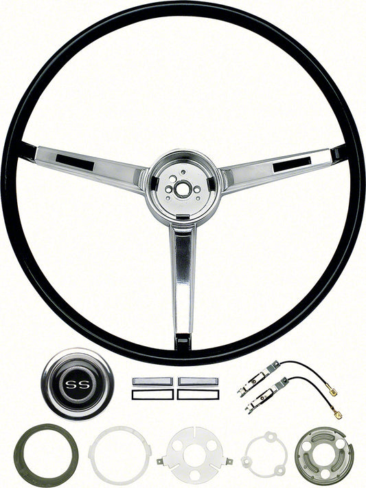 Steering Wheel Kit - Black - 67 Chevy II Nova SS; 67 Chevelle SS 396