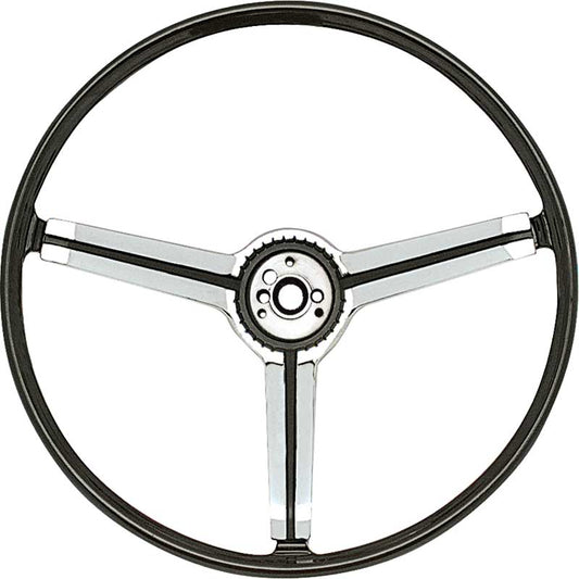 Steering Wheel and Shroud - Black-Bright Chrome - 67 Camaro with Custom Interior (RPO Z87)