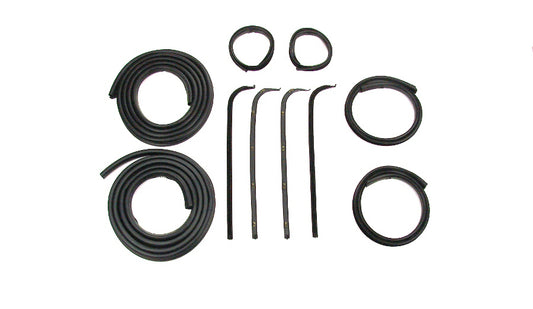 Front Door Seal Kit - 10pcs - Channels/Div Bars/Felts/Door Seals - 67-70 F100 F250 F350 Pickup (w/ Black Bead Felts)