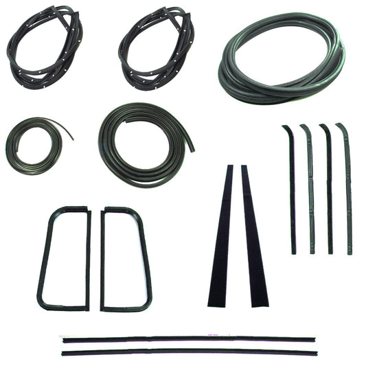 Weatherstrip Kit - Full - w/ Reveal Trim Groove - 9pcs - 55-59 Chevy GMC Pickup Truck