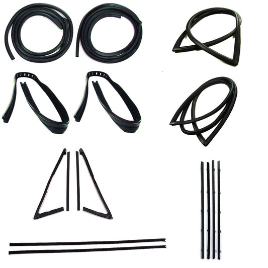 Weatherstrip Kit - Full - w/o Reveal Trim Groove - w/ Small Rear Window - w/ Black Beltline - 13pcs - 67 Chevy GMC C/K Pickup Truck