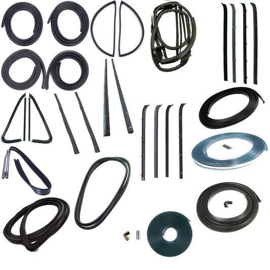 Weatherstrip Kit - Full - w/ Chrome Reveal Lock Strip - 39pcs - 75-77 Chevy GMC C/K Suburban w/ Tailgate
